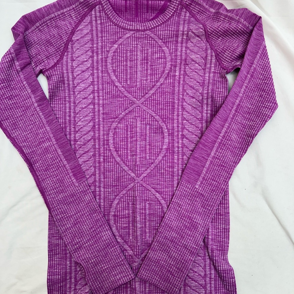 lululemon athletica Long Sleeve Textured Purple Seamless Top